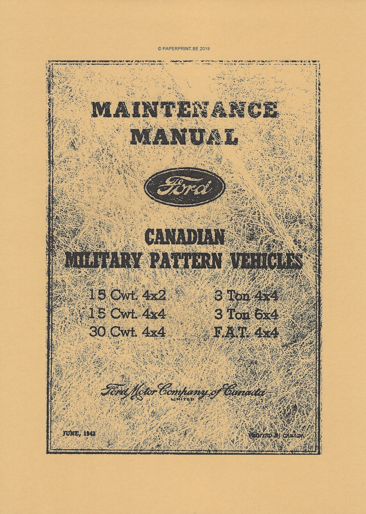 MB-F1 FORD CANADIAN MILITARY PATTERN MAINTENANCE MANUAL